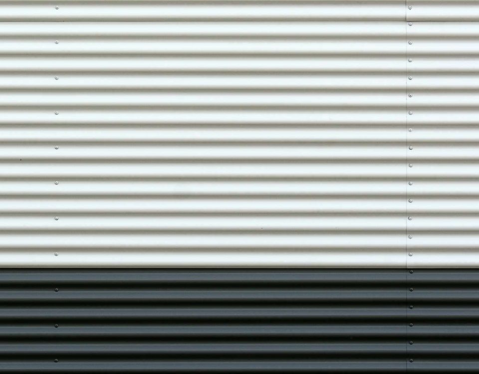 Corrugated Roof sheet black and white on warehouse