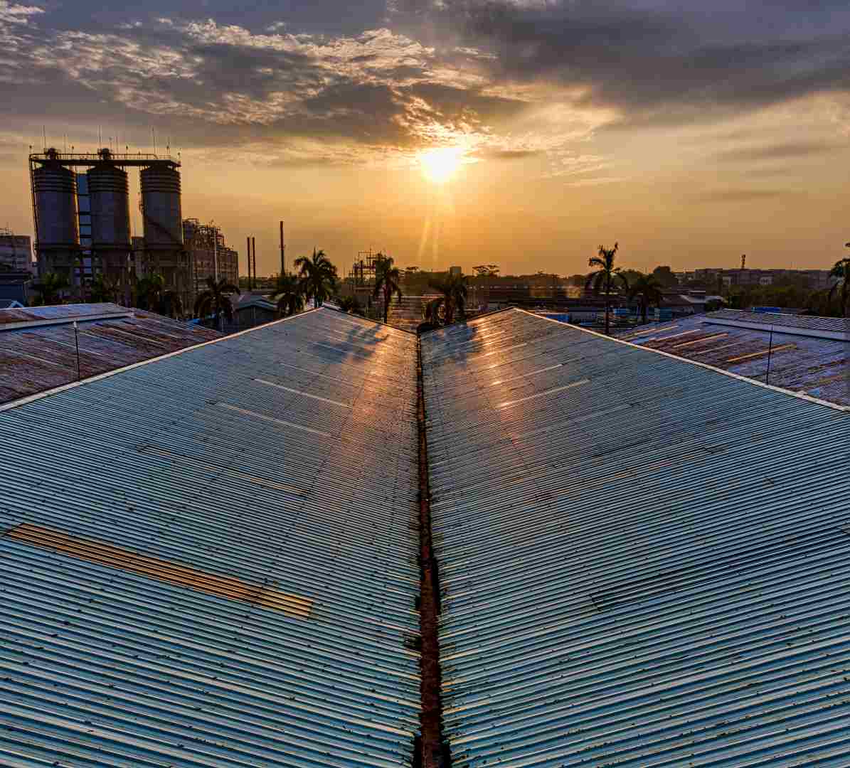 sun cast on metal roofing sheets